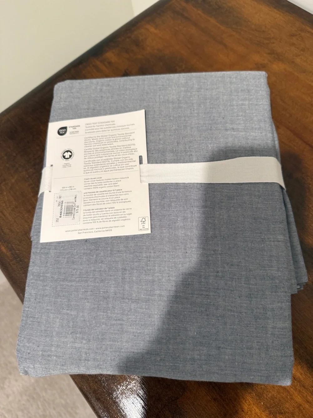 Pottery Barn Kids Chambray Organic Twin Duvet Cover - Light Blue